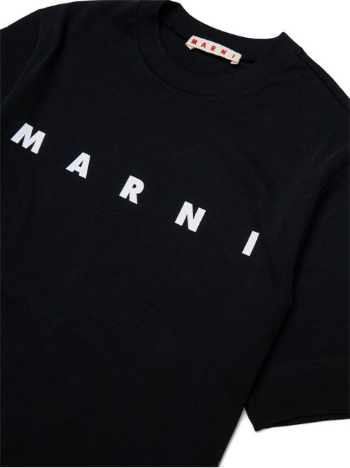 T-shirt unisex bambino Marni Kids nera con logo a contrasto MARNI KID | M002MVM00RF0M900